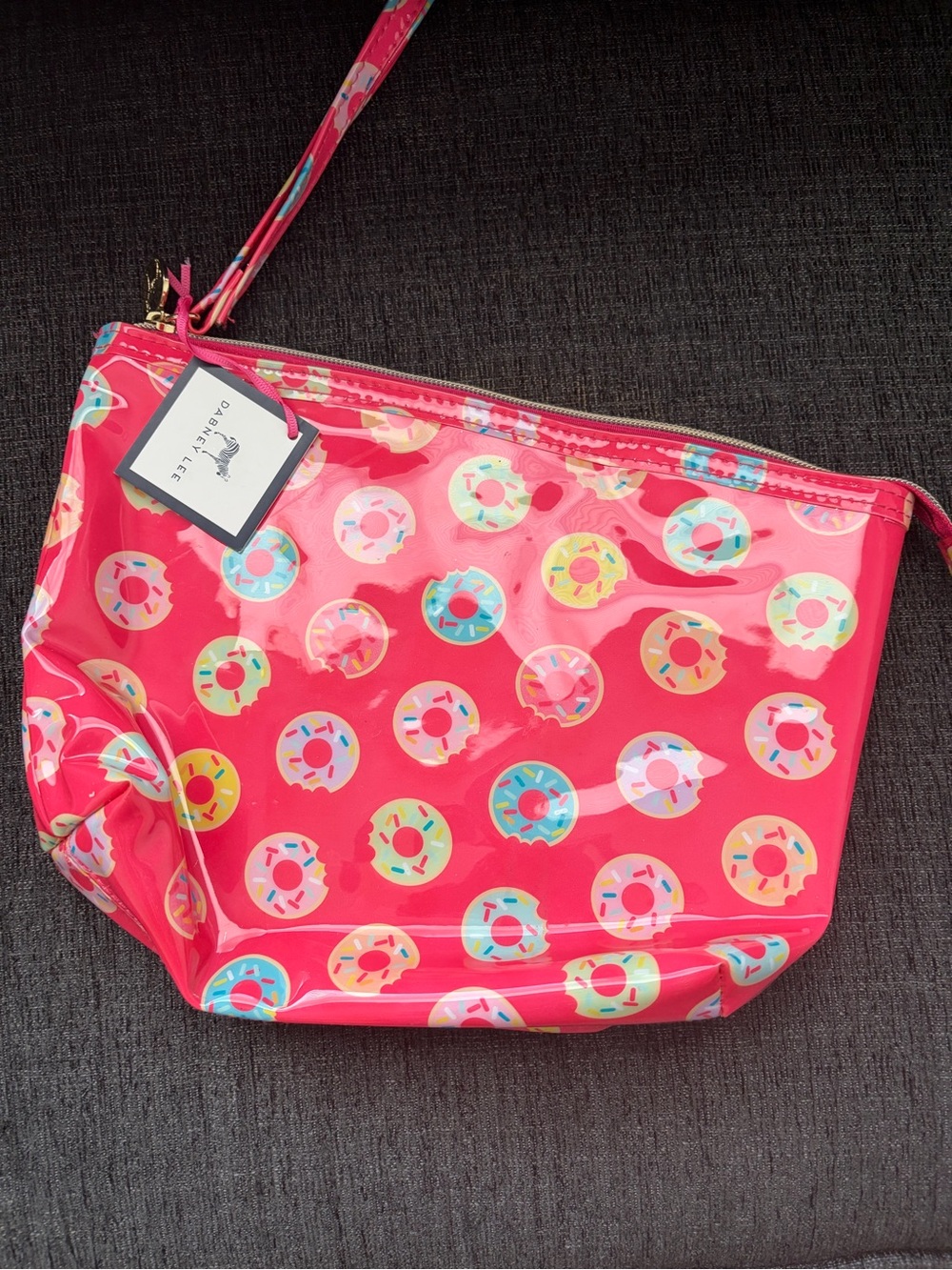 Dabney Lee Pink Donut Print Wristlet Cosmetic Bag